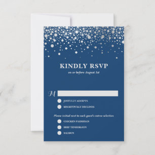 Faux Silver Foil Confetti   RSVP-Kaart voor marine RSVP Kaartje