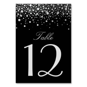 Faux Silver Foil Confetti Stippen Black Table Numb Kaart