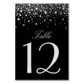 Faux Silver Foil Confetti Stippen Black Table Numb Kaart (Voorkant)