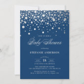 Faux Silver Foil Confetti Stippen Blauw Baby showe Kaart (Voorkant)