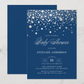 Faux Silver Foil Confetti Stippen Blauw Baby showe Kaart (Voorkant / Achterkant)