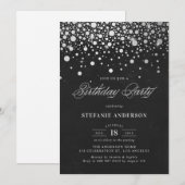 Faux Silver Foil Confetti Stippen Chalkboard Verja Kaart (Voorkant / Achterkant)