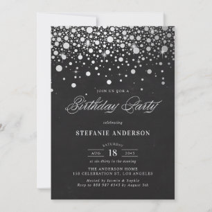 Faux Silver Foil Confetti Stippen Chalkboard Verja Kaart