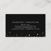Faux Silver Foil Confetti Stippen Modern Black Visitekaartje (Achterkant)