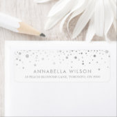 Faux Silver Foil Confetti Stippen Modern Etiket (Insitu)