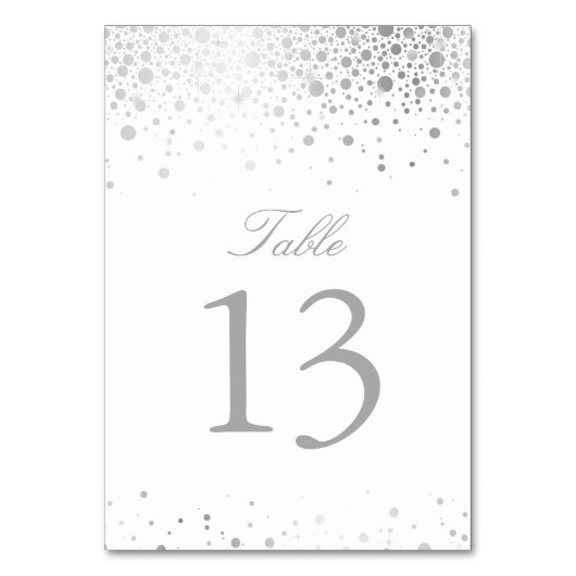 Faux Silver Foil Confetti Stippen Tabel Nummer Kaart (Achterkant)