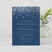Faux Silver Foil Confetti Stippen Turquoise Weddin Kaart (Staand voorkant)