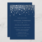 Faux Silver Foil Confetti Stippen Turquoise Weddin Kaart (Voorkant / Achterkant)