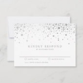 Faux Silver Foil Confetti Stippen Wedding RSVP Kaa (Voorkant)