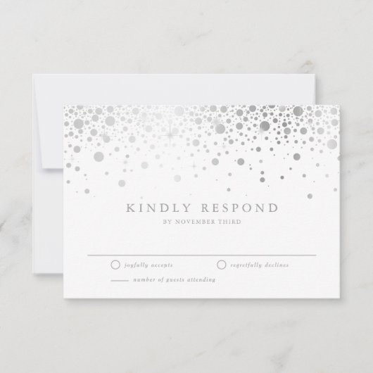 Faux Silver Foil Confetti Stippen Wedding RSVP Kaa (Voorkant)