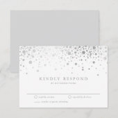 Faux Silver Foil Confetti Stippen Wedding RSVP Kaa (Voorkant / Achterkant)