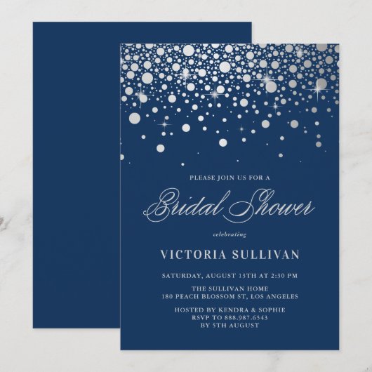 Faux Silver Foil Confetti | Vrijgezellenfeest van  Kaart (Voorkant / Achterkant)