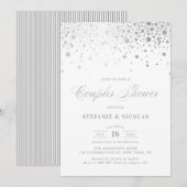 Faux Silver Foil Confetti White Couples Shower Kaart (Voorkant / Achterkant)