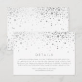 Faux Silver Foil Confetti White Wedding Details Informatiekaartje (Voorkant / Achterkant)