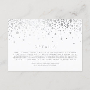 Faux Silver Foil Confetti White Wedding Details Informatiekaartje