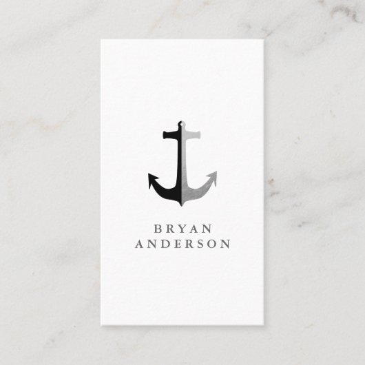 Faux Silver Foil en Black Anchor Visitekaartje (Voorkant)