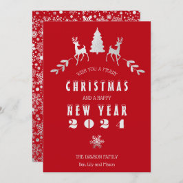 Faux Silver Foil en Red Merry kerstKaart Kaart