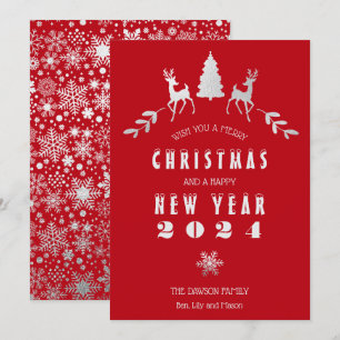 Faux Silver Foil en Red Merry kerstKaart Kaart