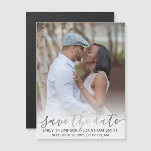 Faux Silver Foil foto Save the Date Magnets Magnetische Uitnodiging