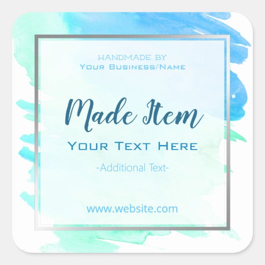 Faux Silver Foil Handmade Skin Care Business Vierkante Sticker (Voorkant)