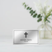 Faux Silver Foil Jesus Christus Cross pastor Visitekaartje (Staand voorkant)