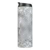 Faux Silver Foil met Sparkly Glitter Monogram Thermosbeker (Geroteerd rechts)