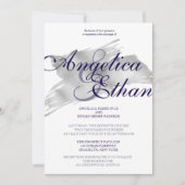 Faux Silver Foil, Modern Wedding Kaart (Voorkant)
