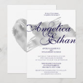 Faux Silver Foil, Modern Wedding Kaart (Voorkant / Achterkant)