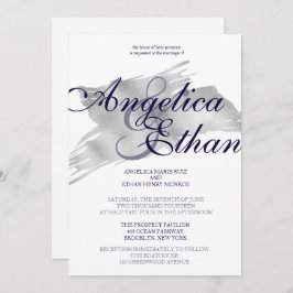 Faux Silver Foil, Modern Wedding Kaart