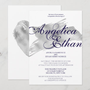 Faux Silver Foil, Modern Wedding Kaart