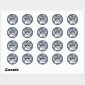 Faux Silver Foil Paw Print Logo op blauw Ronde Sticker (Vel)