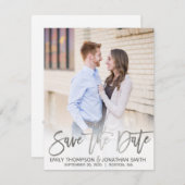 Faux Silver Foil Script Foto Opslaan van de datum  Save The Date (Voorkant / Achterkant)