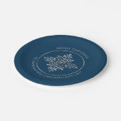 Faux Silver Foil Snowflake on Blue (geen echte Fol Papieren Bordje (Gekanteld)