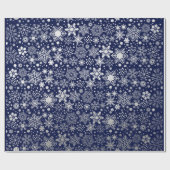 Faux Silver Foil Snowflakes Pattern Navy Feestdage Cadeaupapier (Vlak)