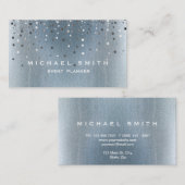 Faux Silver Foil Subtle Glitter Blue Visitekaartje (Voorkant / Achterkant)