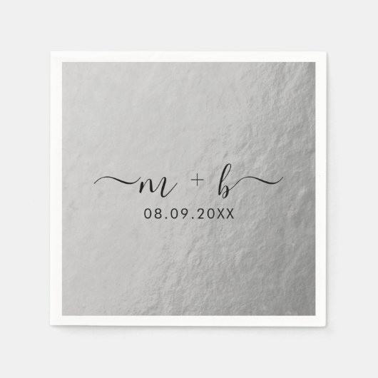 Faux Silver Foil Wedding Napkins Servet (Voorkant)