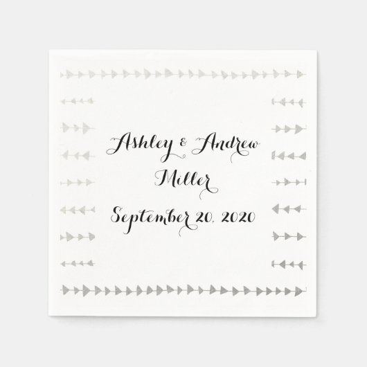 Faux Silver Foil White Arrows Patroon Servetten (Voorkant)