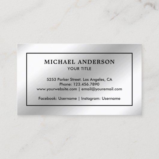 Faux Silver Foil - zwart, anker Visitekaartje (Achterkant)