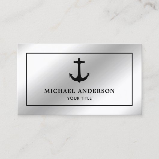 Faux Silver Foil - zwart, anker Visitekaartje (Voorkant)