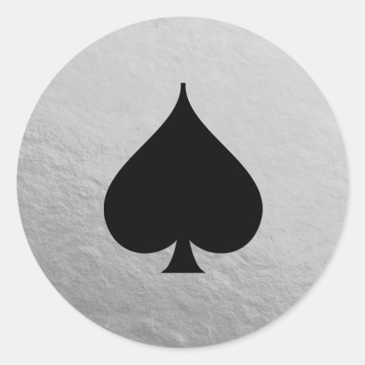 Faux Silver Foil Zwart Spade Symbool Sticker (Voorkant)