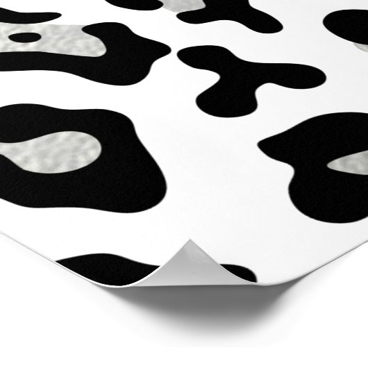 Faux Silver Foil - zwarte leopard - printerpatroon Poster (Hoek)
