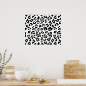 Faux Silver Foil - zwarte leopard - printerpatroon Poster (Keuken)