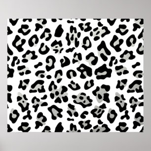 Faux Silver Foil - zwarte leopard - printerpatroon Poster