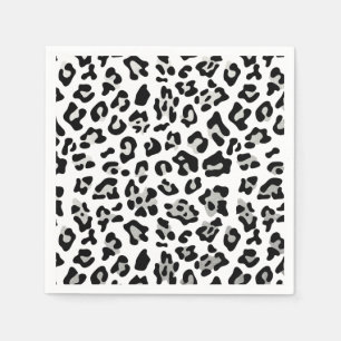 Faux Silver Foil - zwarte leopard - printerpatroon Servet