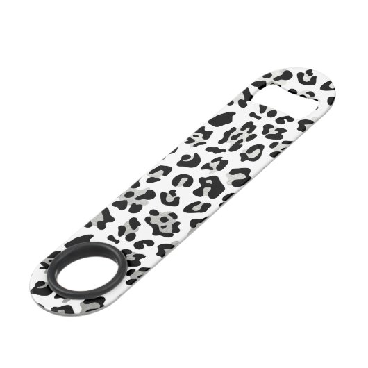 Faux Silver Foil - zwarte leopard - printerpatroon Speed Flessenopener (Voorkant Gekanteld)