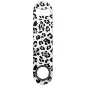 Faux Silver Foil - zwarte leopard - printerpatroon Speed Flessenopener (Achterkant)
