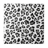 Faux Silver Foil - zwarte leopard - printerpatroon Tegeltje (Voorkant)
