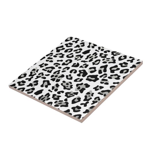 Faux Silver Foil - zwarte leopard - printerpatroon Tegeltje (Zijkant)