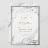 Faux Silver folie marmer luxe moderne bruiloft Kaart (Voorkant / Achterkant)