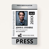 Faux Silver Foto & Logo Press ID Badge (Voorkant)